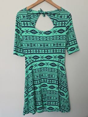 WallFlower Peekaboo Back Aztec Print Dress